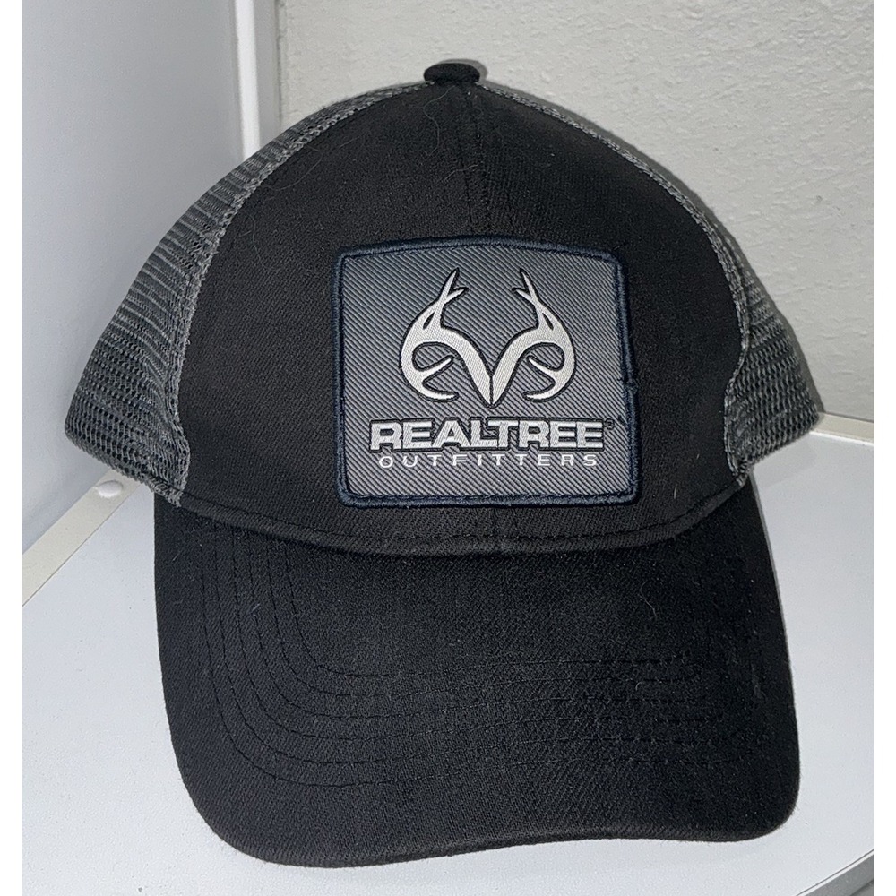 Realtree Hat Cap Snap Back Mesh Gray Logo Patch Outdoors Hunting Fishing
